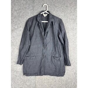 Eileen Fisher Cardigan Women's Small Gray Pockets 100% Linen